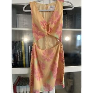 Sabo Skirt Floral Mini Dress in Pink and Yellow